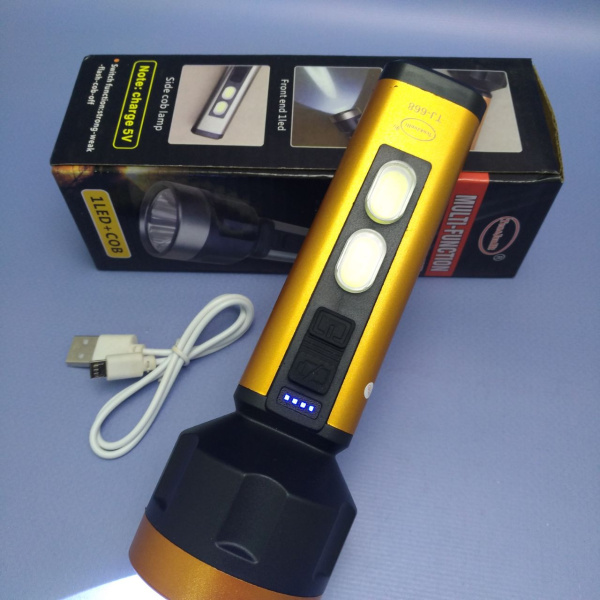 Фонарь аккумуляторный Multifunction Flashlight TJ-668А / 4 режима, LED+СОВ, USB-зарядка